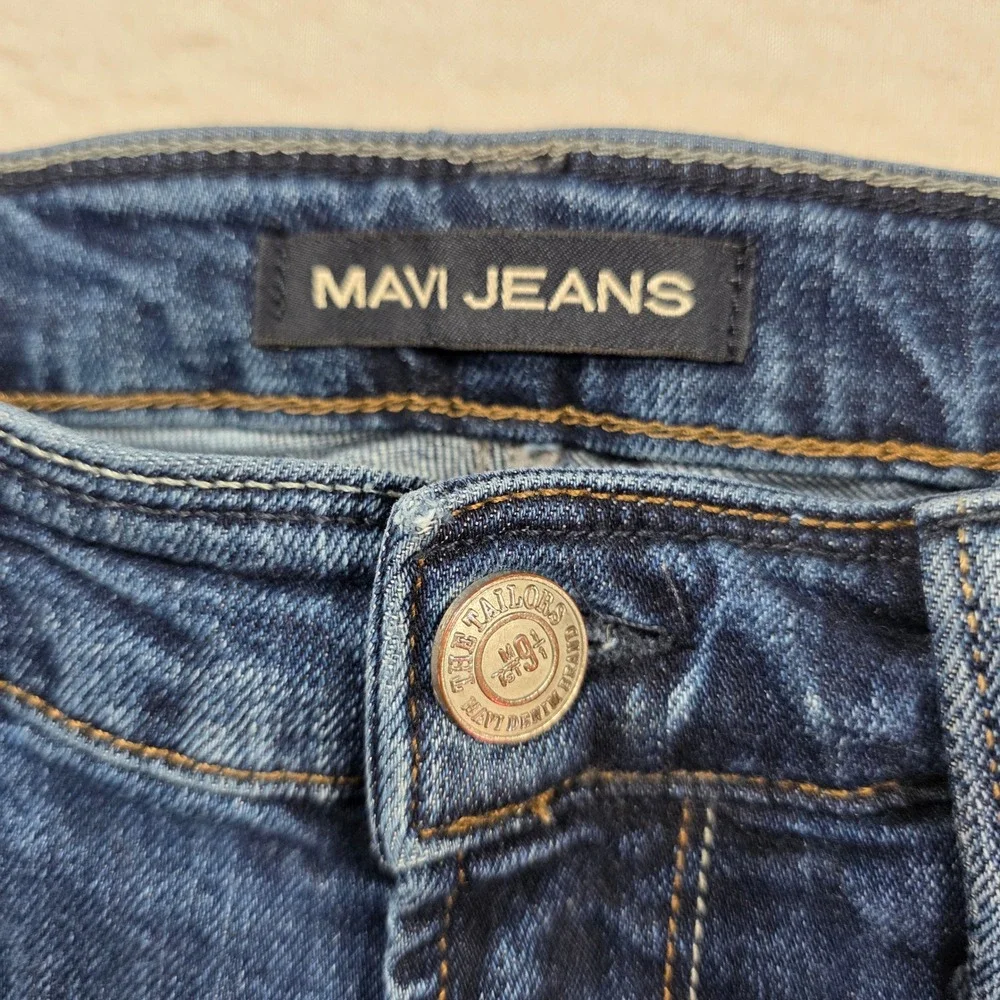 Mavi Jeans Denim Men 32x32 Blue Slim Straight Medium Wash Whiskered Stretch
